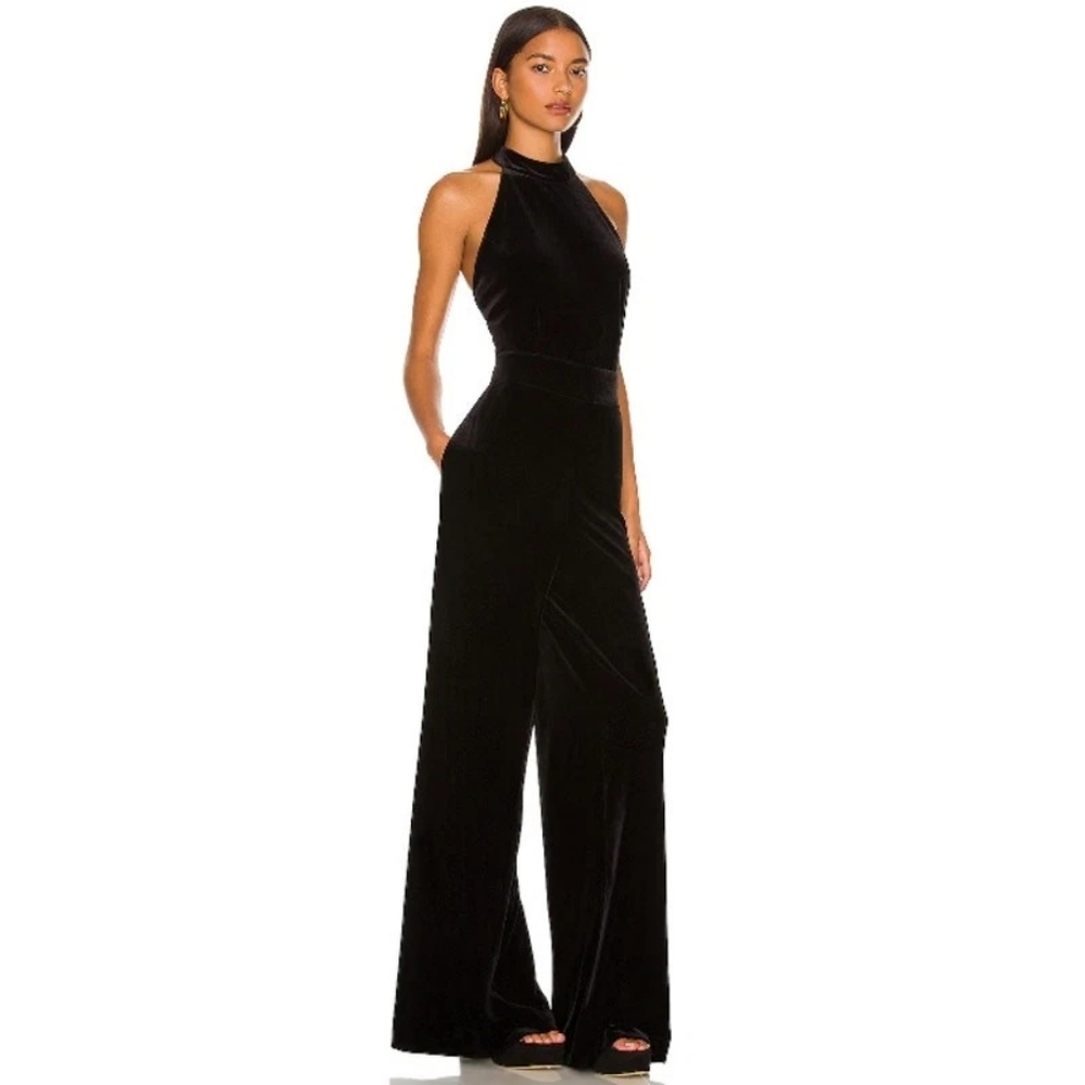 Black Velvet Halter Jumpsuit